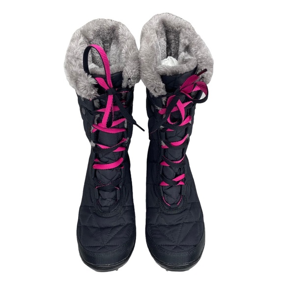 new Columbia ✪ Minx III Mid Faux Fur Waterproof Snow Boots ✪ Black Pink ✪ Size 4 - Picture 8 of 16
